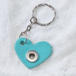 Sleutelh hart leer hart donker turquoise 3.5cm